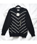 Liz Claiborne Sweater Woman Extra Large Black White Chevron Pullover Pre... - $28.97