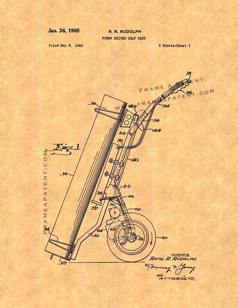Power Driven Golf Cart Patent Print