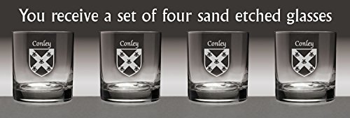 Conley Irish Coat of Arms Tumbler Glasses - Set of 4 (Sand Etched) Item image 5