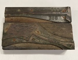 Vintage Printing Blocks Union tools Garden Hoe And Pitchfork 3” Long - £19.12 GBP