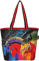 Laurel Burch Shoulder Tote Zipper Top 19 X7 inchX15 inch Wild Horses Of Fire inc - $139.26 CAD