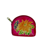 New Sheepskin Leather Handmade Fuchsia Floral Mini Coin Pouch Purse 3&quot; x... - $93.29 MXN