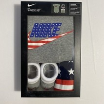 Nike Americana 3-Piece Set Bodysuit Booties Bib 0-6 Months Memorial 4TH ... - $15.00