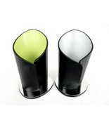 Desktop Pen Holder, Deco Wave Design, Silver or Green Leatherette, Sweda... - $12.24 CAD