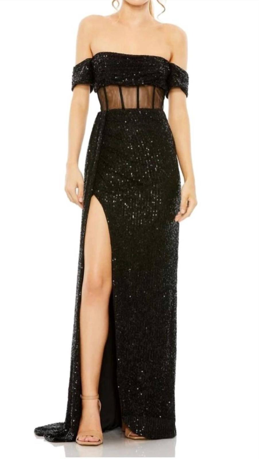 Mac Duggal Illusion Midriff Corset Off-The-Shoulder Dress Size 2 - $220.77