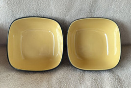 2 Corelle Hearthstone Turmeric Yellow Square Bowls Stoneware 6.75” Exc C... - £15.97 GBP