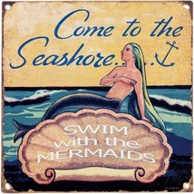 Mermaid Come to Seashore Sea Ocean Sign Meissenburg for Big Sky Carvers 14&quot; - £18.09 GBP