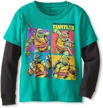 Boys Shirt TMNT Teenage Mutant Ninja Turtles Green Long Sleeve Tee-sz L 14/16 - £9.42 GBP