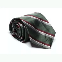 Philippe Perrier Men Silk Tie Green with White Red Stripes 3&quot; wide 56&quot; long - £3.24 GBP