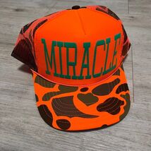 Miracle Trucker Hat Camo Hunting Cap Miracle Patch Orange Mesh Back - $18.29