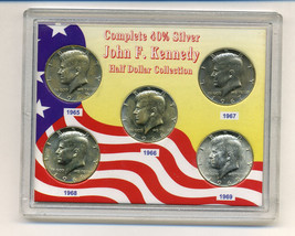Lot of 5 Kennedy Half Dollar Proofs Set Sealed 1965 to 1969 With COA - $65.00