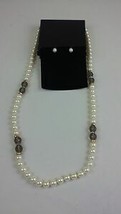 Avon Elegant Pearlesque Long Necklace and Earring Set - £11.75 GBP