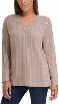 Andrew Marc Womens Soft Fabric V Neck Tunic Top Size Small Color Taupe - £26.63 GBP