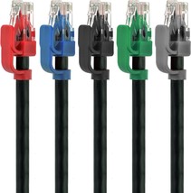 Cat6 Ethernet Patch Cable 5 Pack 5 Feet Soft Flex Tab RJ45 Computer Netw... - £24.35 GBP
