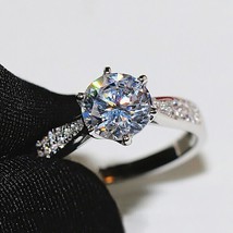 Beautiful 2.35Ct Round Cut Diamond Engagement Ring Solid 14k White Gold Size 8 - £189.13 GBP