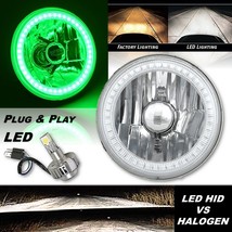 5-3/4&quot; Motorcycle Green SMD Halo Glass Metal Headlight 18/24w H4 LED Bul... - $74.95