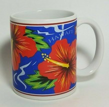 Hilo Hattie Red Hibiscus Blue Coffee Mug Island Heritage 1996 Hawaii Sou... - $9.85