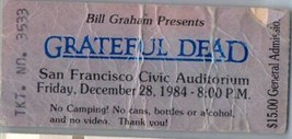 Grateful Dead Konzert Ticket Stumpf Dezember 28 1983 San Francisco Calif... - £42.71 GBP