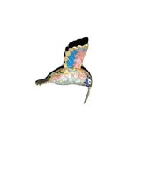 Cloisonne Enameled Metal Blue Pink Yellow Hummingbird Ornament 2-3/4&quot; x ... - $16.50