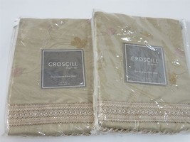 2 Croscill BRITTANY Embroidered taupe Euro Shams NEW - £45.89 GBP