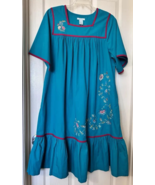 Lovely Women’s Bechamel Patio (MuMu) Dress~Embroidered Floral~Teal~L  La... - £40.14 GBP