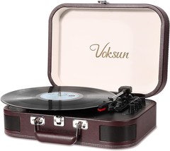 Voksun Record Player, Vintage Bluetooth Turntable With Built-In Stereo, Crimson. - £51.34 GBP