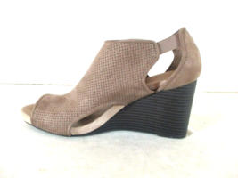 Life Stride Beige Suede Peep Toe Wedge Heel Ankle Boots Women&#39;s 9 1/2 M ... - $21.78