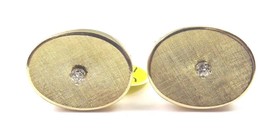 14k Yellow Gold Oval Shape Cufflinks With Diamonds - £522.10 GBP