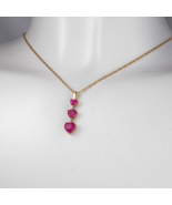 10K Gold Multi Heart Ruby Gemstone Pendant Diamond Accent Past Present F... - $368.72 CAD