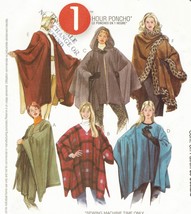 Misses 1 Hour Ponchos Hooded Reversible Fleece Wool Sew Pattern 6-18  - $14.99