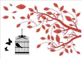 Red Leaves Artwork Kids Living Room Decor Wall Sticker Decal 15&quot;W X 23&quot;H - £9.84 GBP