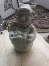 Rare Lenox China Jewels Snowman W/ Present 6.75" Figurine Excellent Condition - $14.95