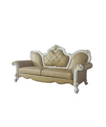 93&quot; Golden Brown Faux Leather Sofa And Toss Pillows With Pearl Legs - $6,965.03 CAD
