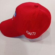 Haiti Flag Men's Back Strap Red Cotton Blend Baseball Cap Hat image 4