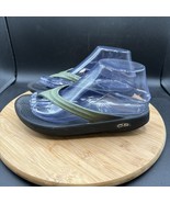 Oofos OOlala Womens Size 7 Thong Sandals Black Green Flip Flop Slides - $27.71