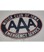 Vintage AAA MOTOR AUTO CLUB OF IOWA EMERGENCY SERVICE 2 Sided Porcelain ... - £586.03 GBP