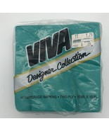 Vintage Viva Designer Collection 40 Beverage Napkins Two Ply Teal Green 1987 NOS