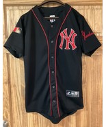Rare New York Yankees Majestic Jersey Gen MLB Black, Red Piping, Silk NY... - $8,803.81 MXN