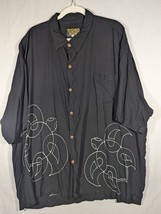 Vintage Tugu Black Sea Turtle Rayon Button Down Shirt XXL One Size - $18.69