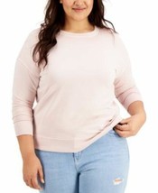 MSRP $57 Style Co Womens Plus French Terry Crewneck Sweatshirt Beige Siz... - $13.68