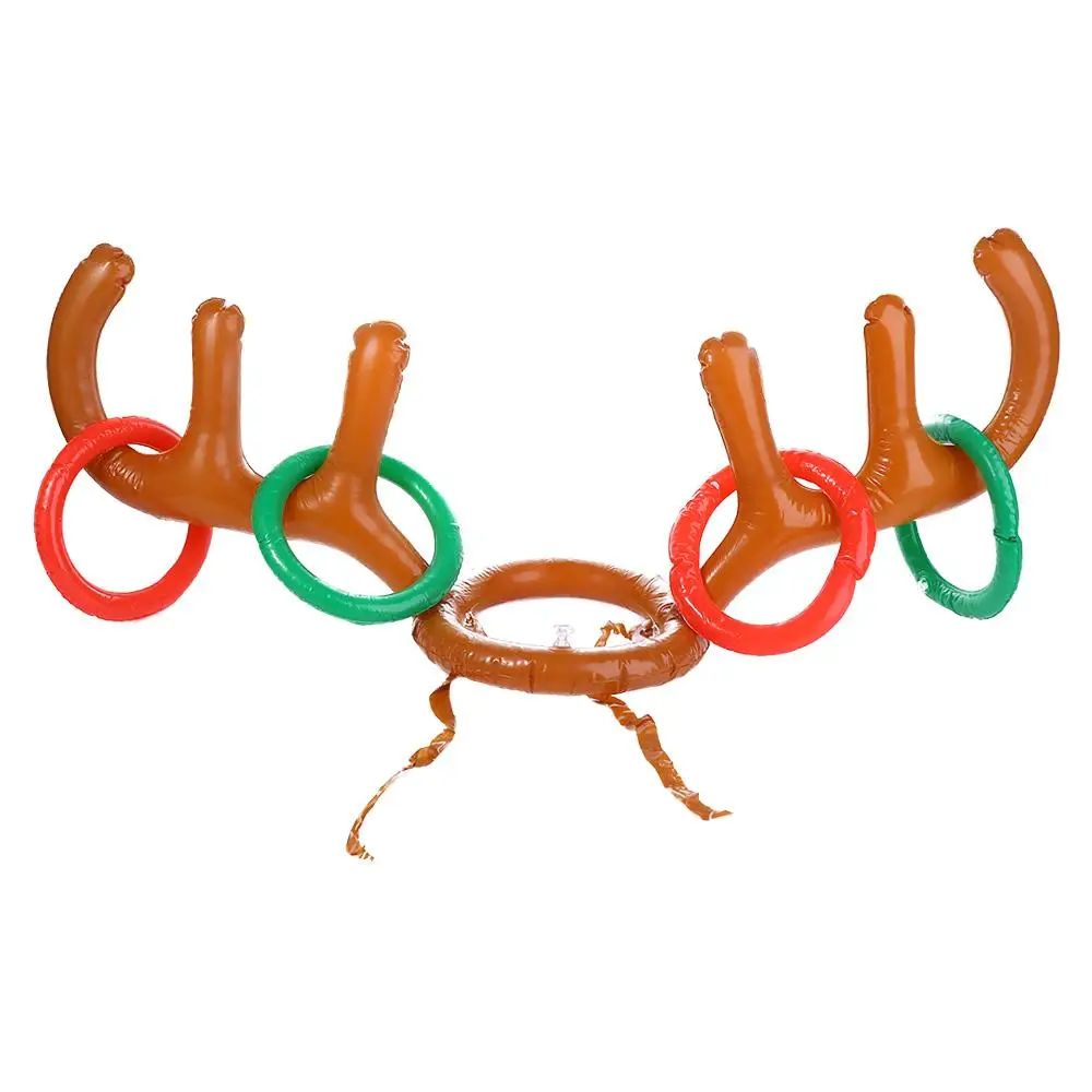 Noveltly Funny Ring Toss Reindeer Outdoor New Year Gift Inflatable Antler Hat - £7.66 GBP