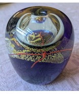 1988 Vintage Glass Bubble Paperweight / Vase Signed Cobalt Orange Yellow... - £38.38 GBP