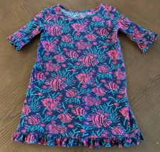 Lilly Pulitzer Dress Girls M 7/8 Little Somerset Jammin Ruffle Fish Momm... - $24.43
