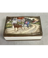 Antique Hand Painted Ceramic Jewelry Box With Enamel Top - Czechoslovakia - $33.69 CAD