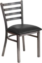 Ladder Back Metal Restaurant Chair With A Black Vinyl Seat From The Herc... - $108.94