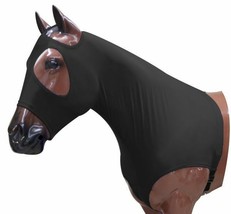 Horse size Black Lycra Zippered Hood Braid Protector Shoulder Guard Mane... - £31.19 GBP