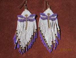 Handmade Native American Beaded Dragonfly Earrings - £44.20 GBP