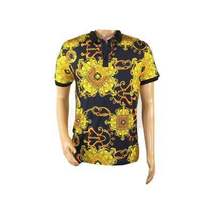 Mens PLATINI Sports Polo Shirt With Rhine Stones Fancy Chains DPP8236 Black image 5