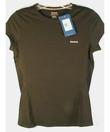 REEBOK Play_Dry Tee T-shirt top women&#39;s-S crew black sport athletic work... - £12.58 GBP