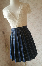 NAVY Blue PLAID Skirt Outfit Women Girl Pleated Short Plaid Skirt US0-US16